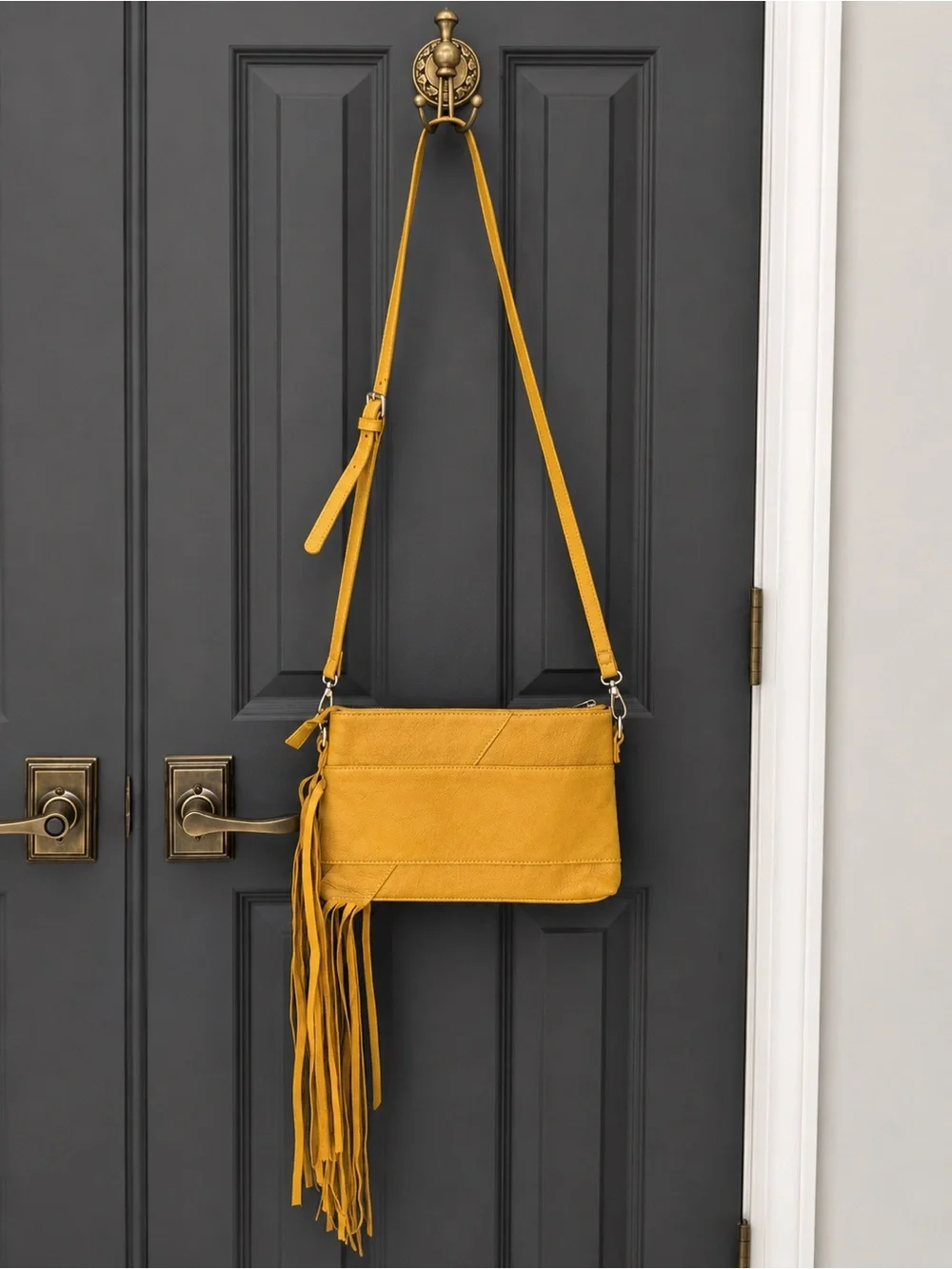 Urban Originals Mustard Yellow Fringe Crossbody Bag